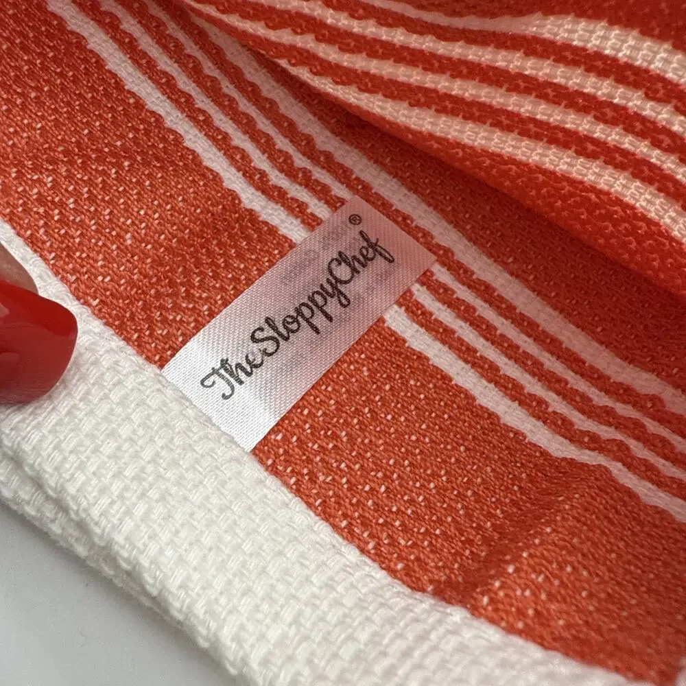 The Sloppy Chef - Cotton Orange/White Kitchen Terrycloth Towels 6 Pack 15 x 25”